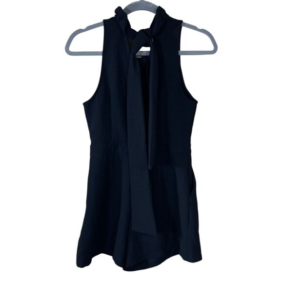 Do + Be Romper Shorts Tie Bow Back Black Size S Small Ruffle Neck - Picture 2 of 7